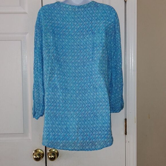 Grind & Greene  blue beachy high low tunic 3 button  front   Sz XL - Picture 5 of 6